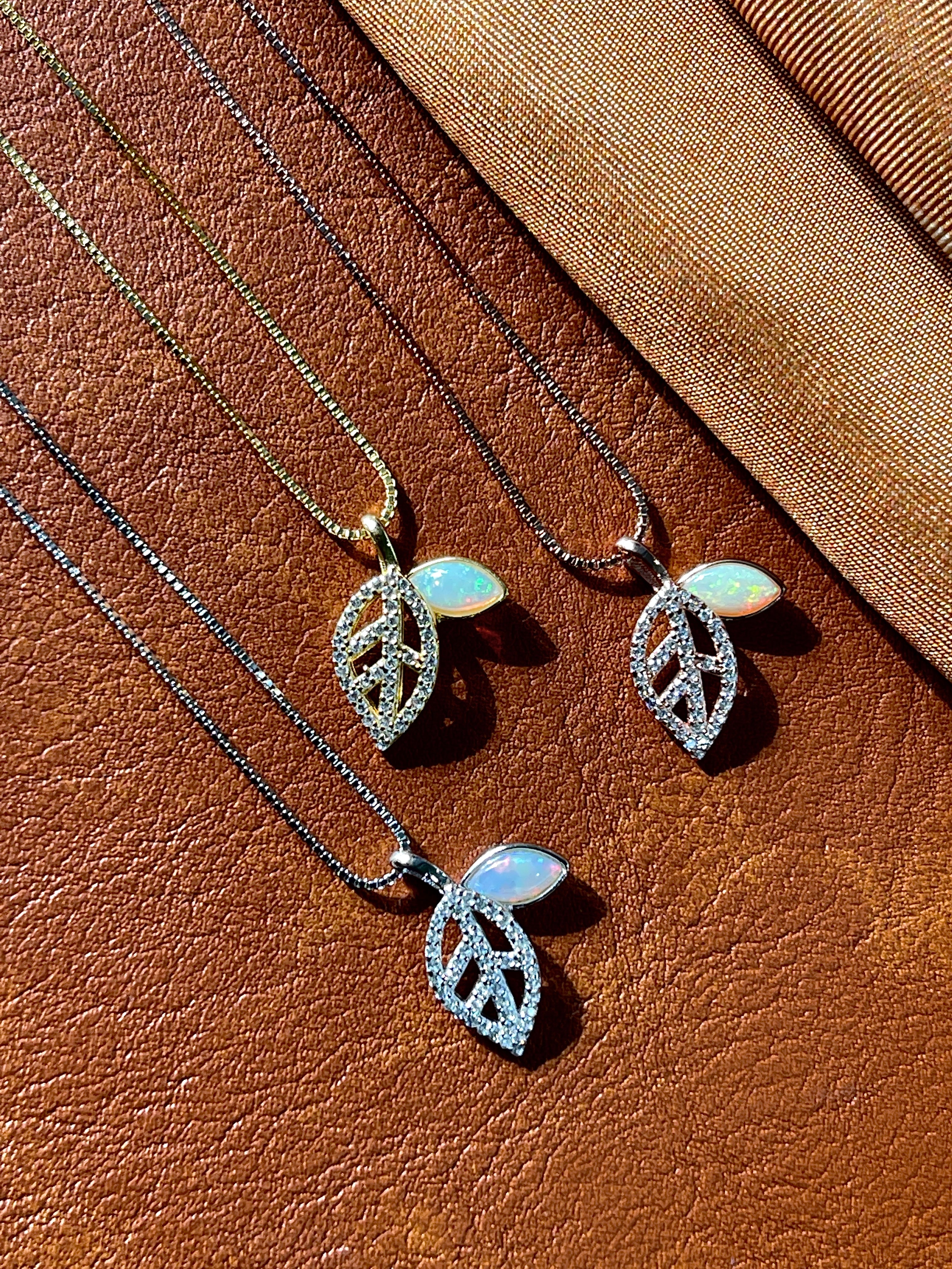 Solid Opal Leaf Pedant