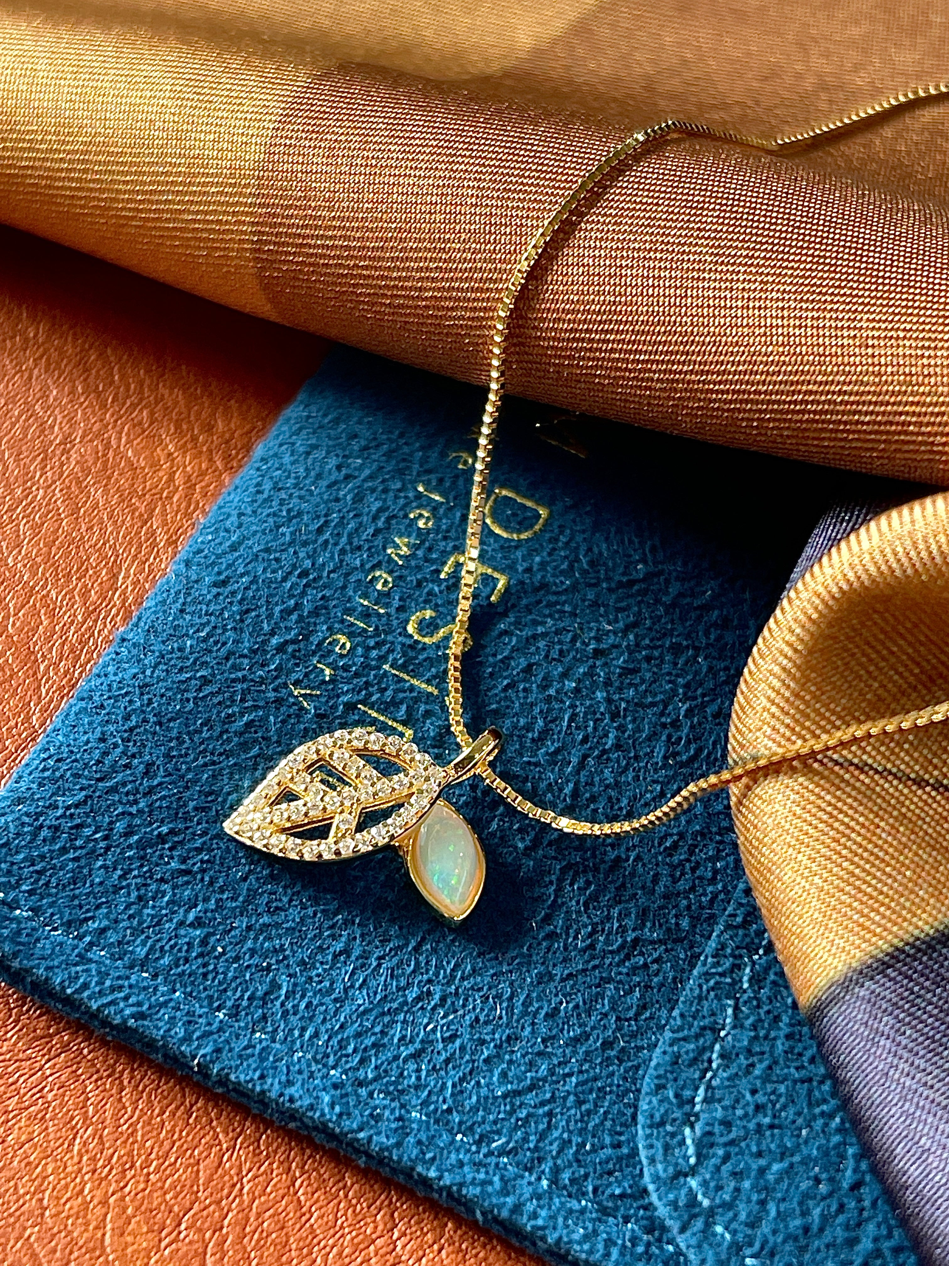Solid Opal Leaf Pedant