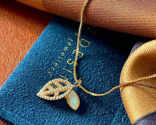 Solid Opal Leaf Pedant