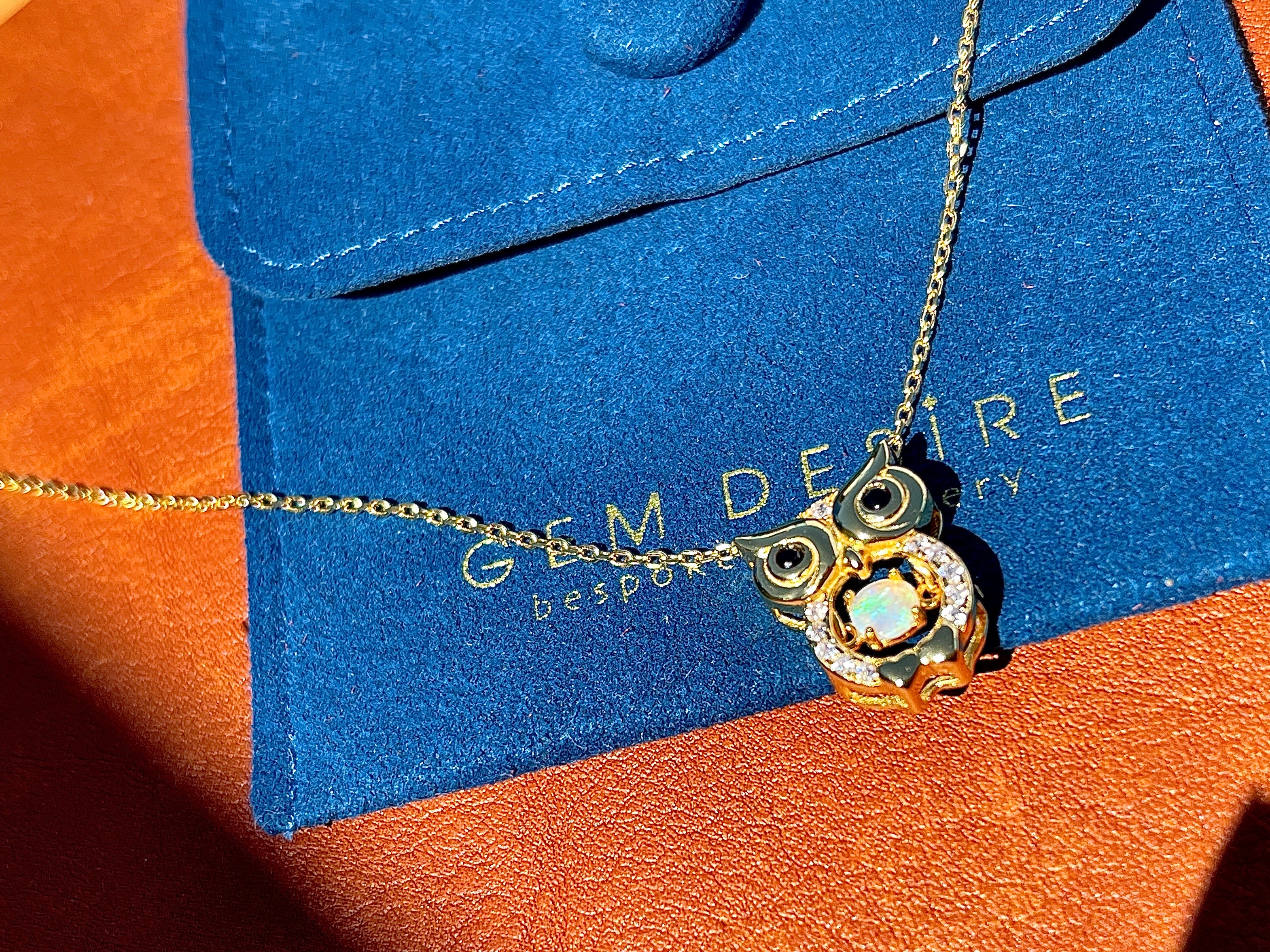 Solid Opal Owl Pendant