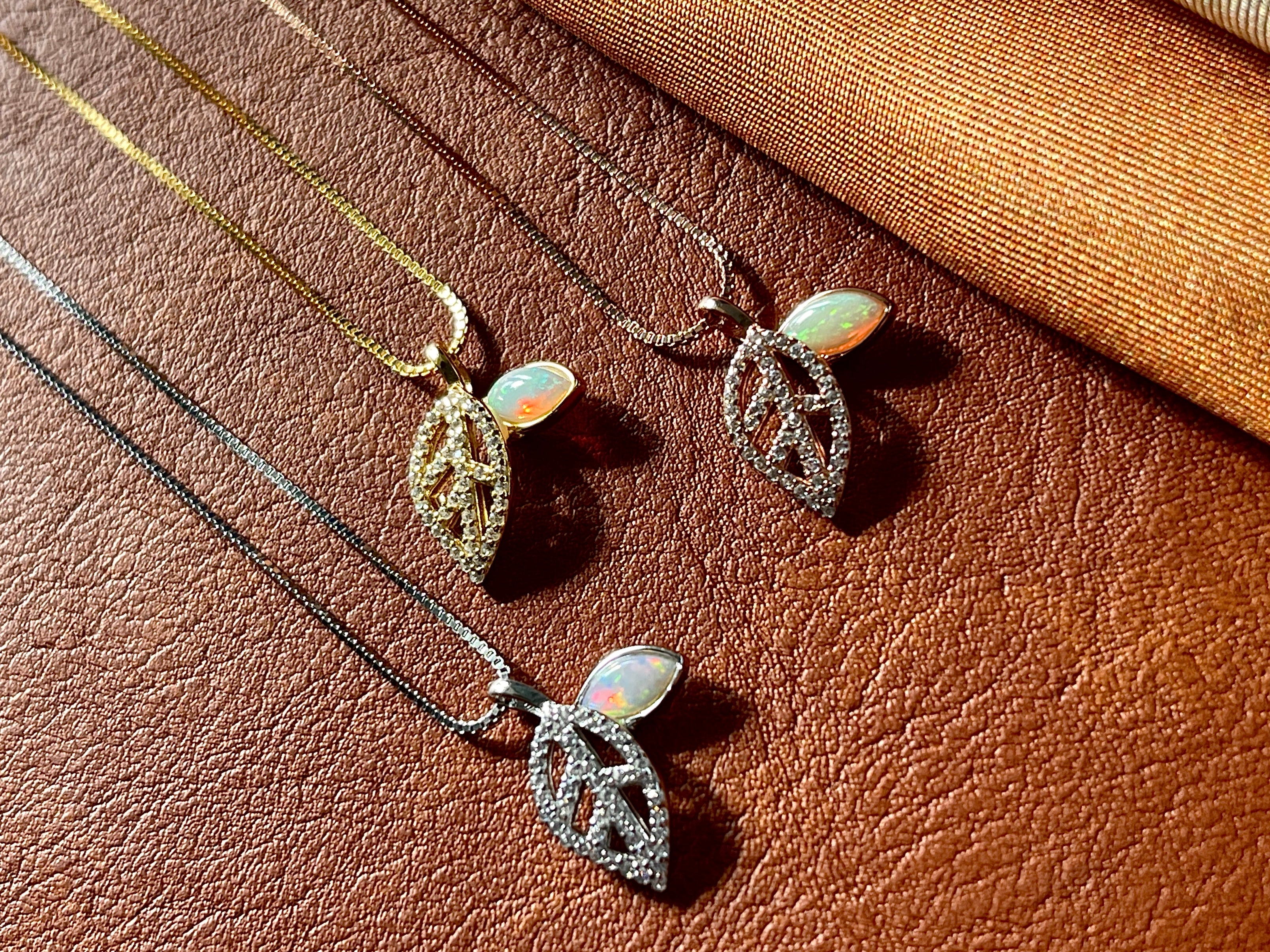 Solid Opal Leaf Pedant