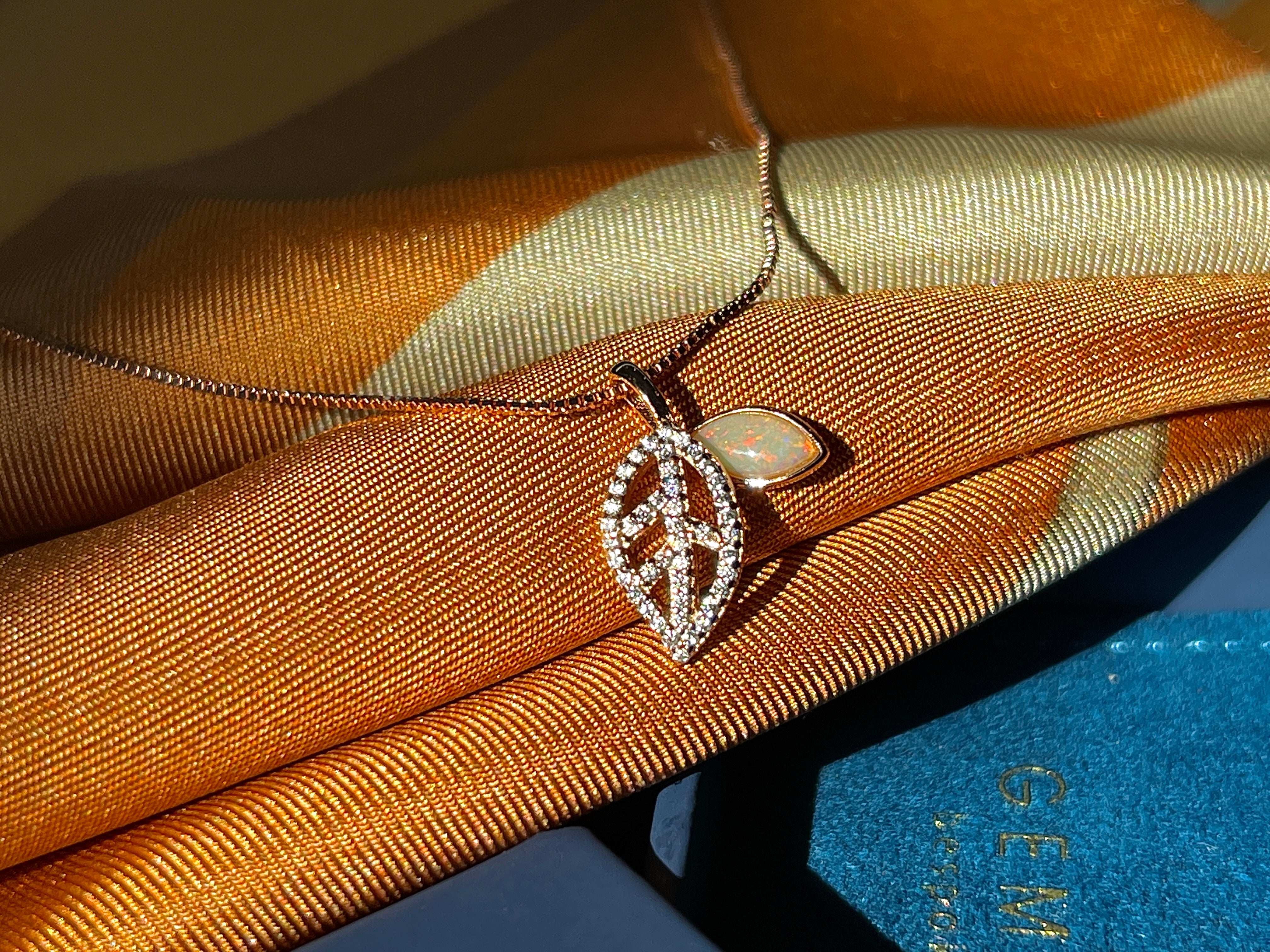Solid Opal Leaf Pedant