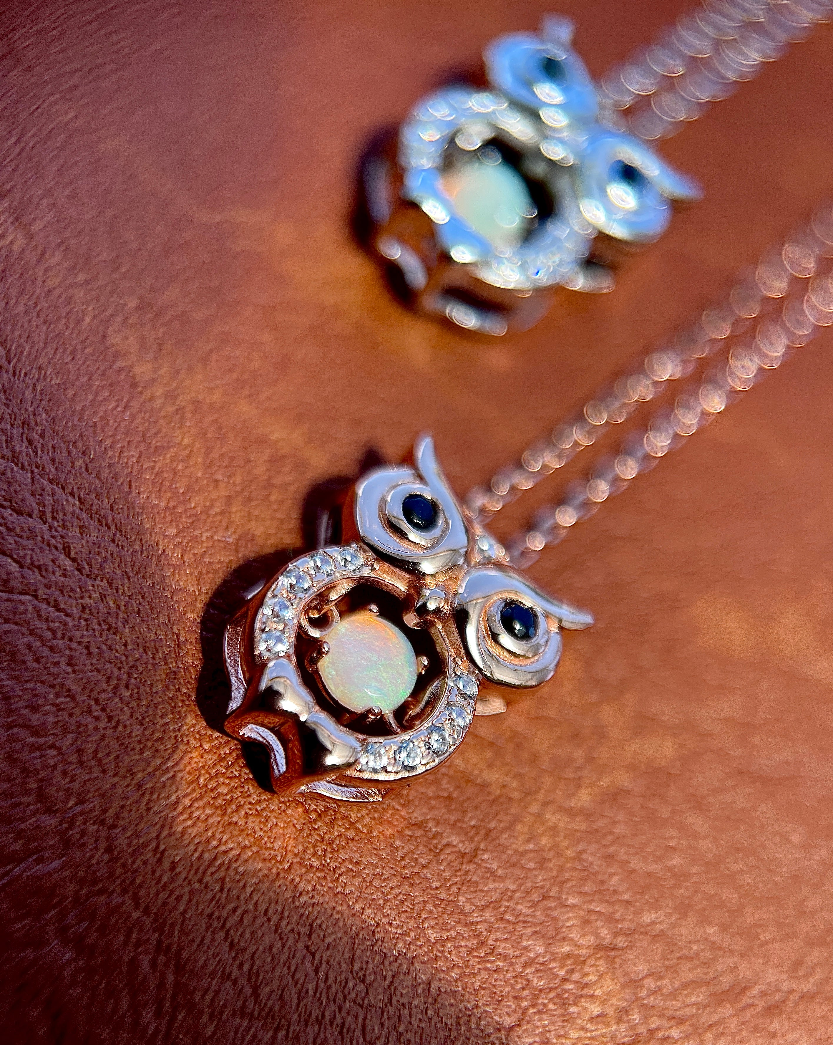 Solid Opal Owl Pendant