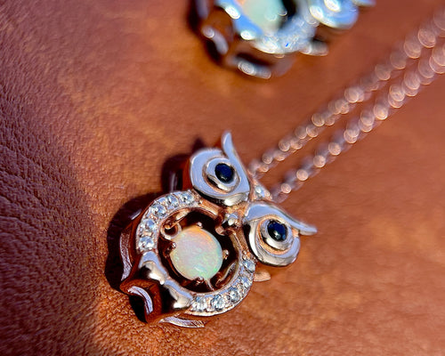 Solid Opal Owl Pendant