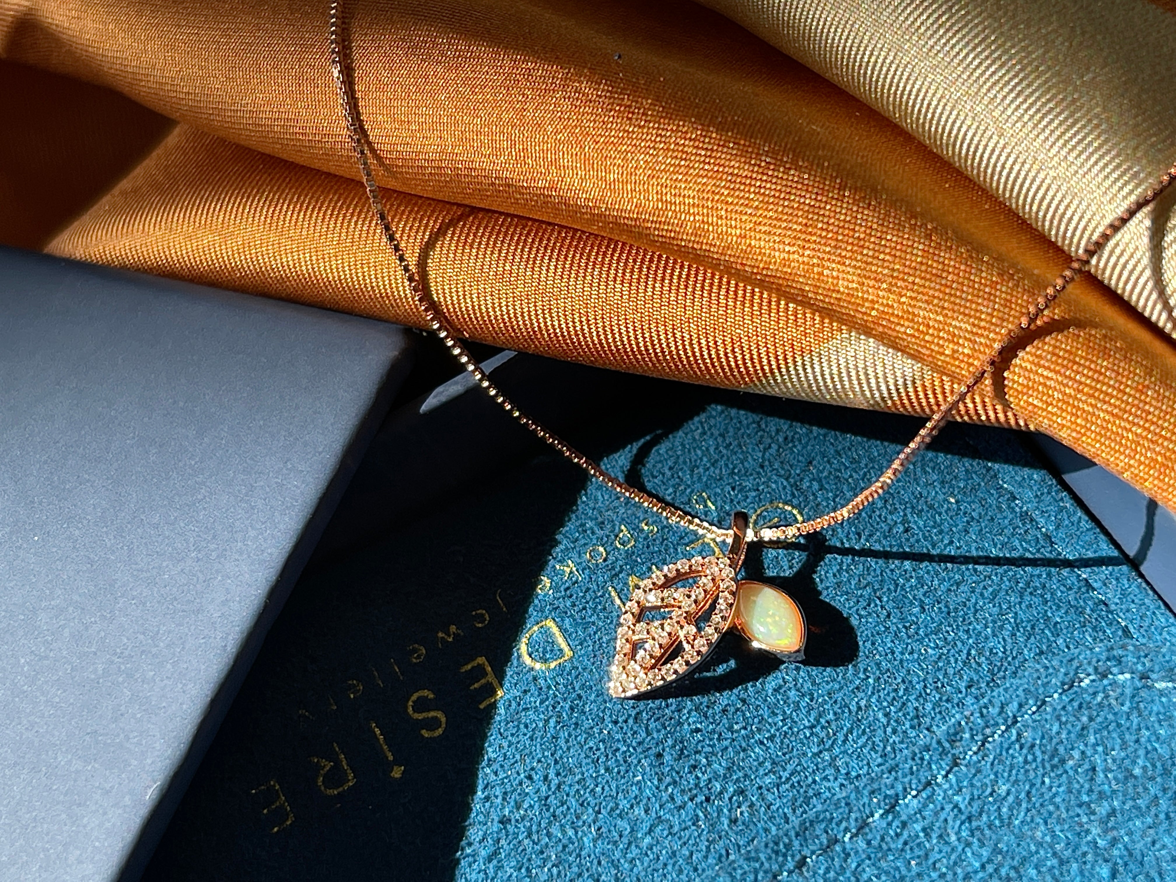 Solid Opal Leaf Pedant