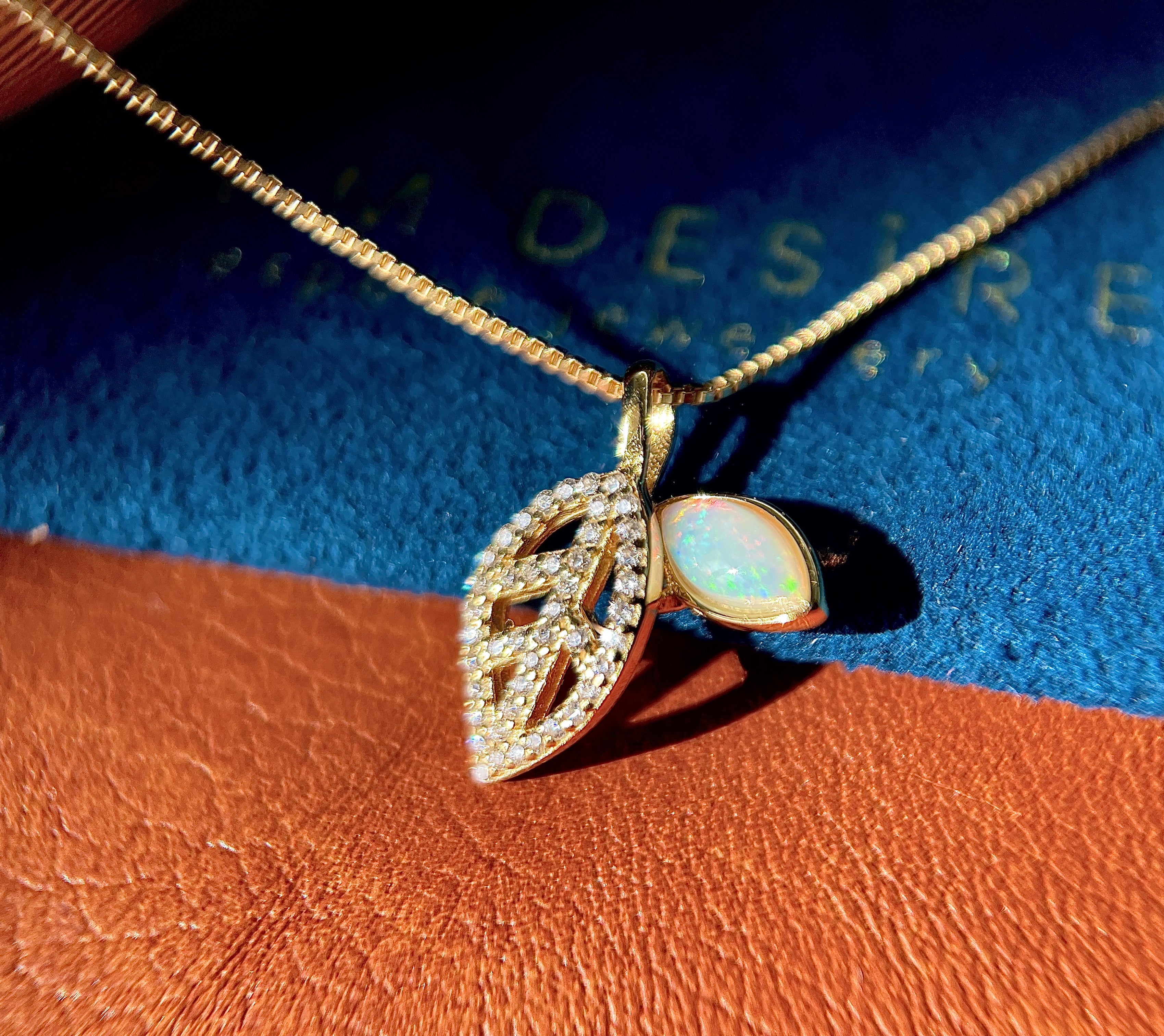 Solid Opal Leaf Pedant