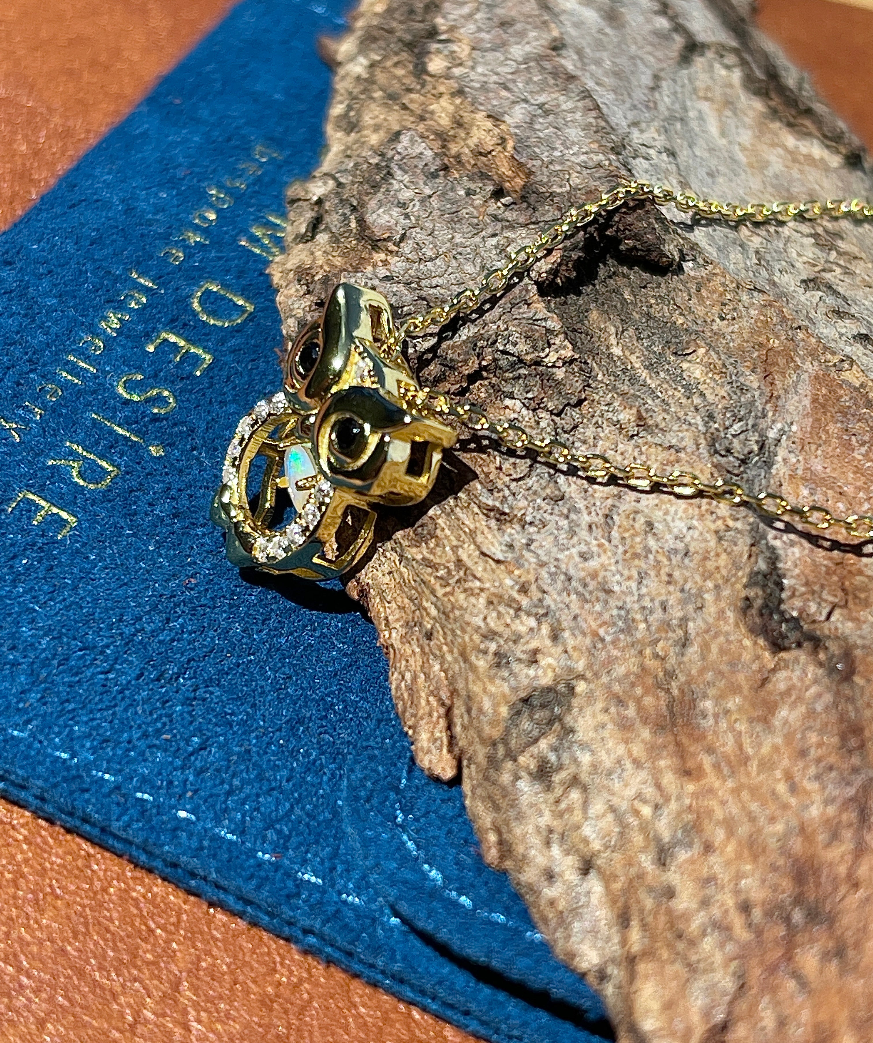 Solid Opal Owl Pendant