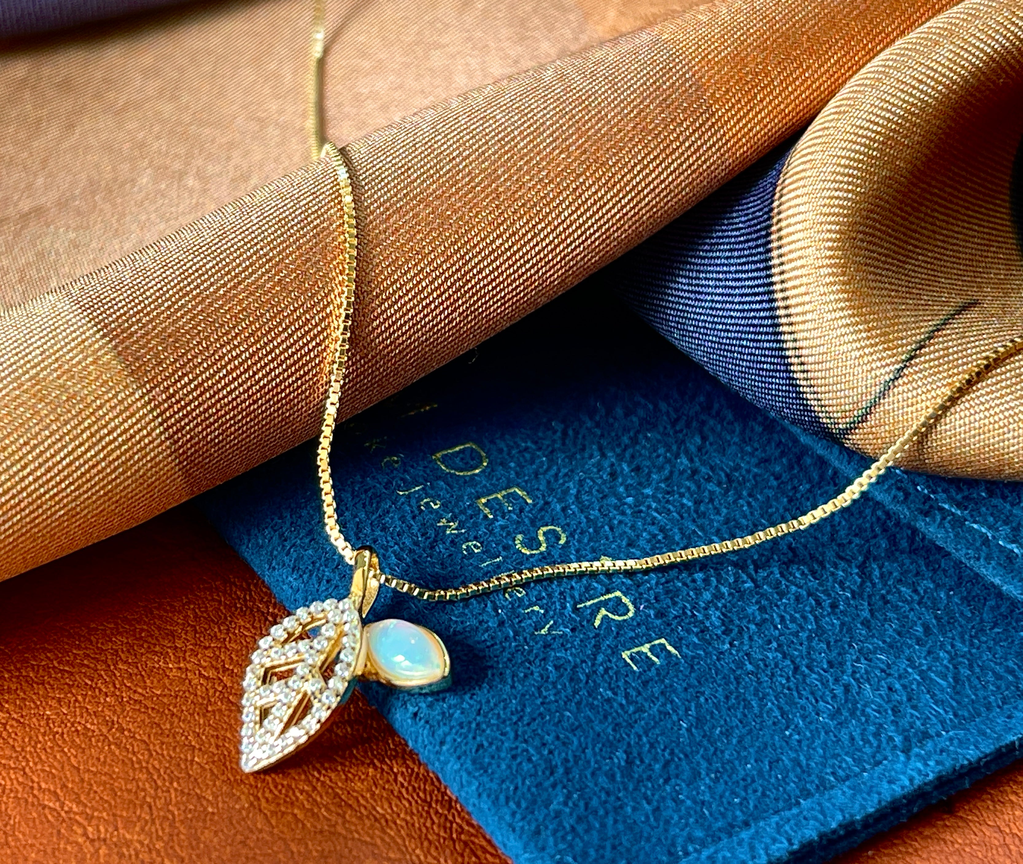 Solid Opal Leaf Pedant