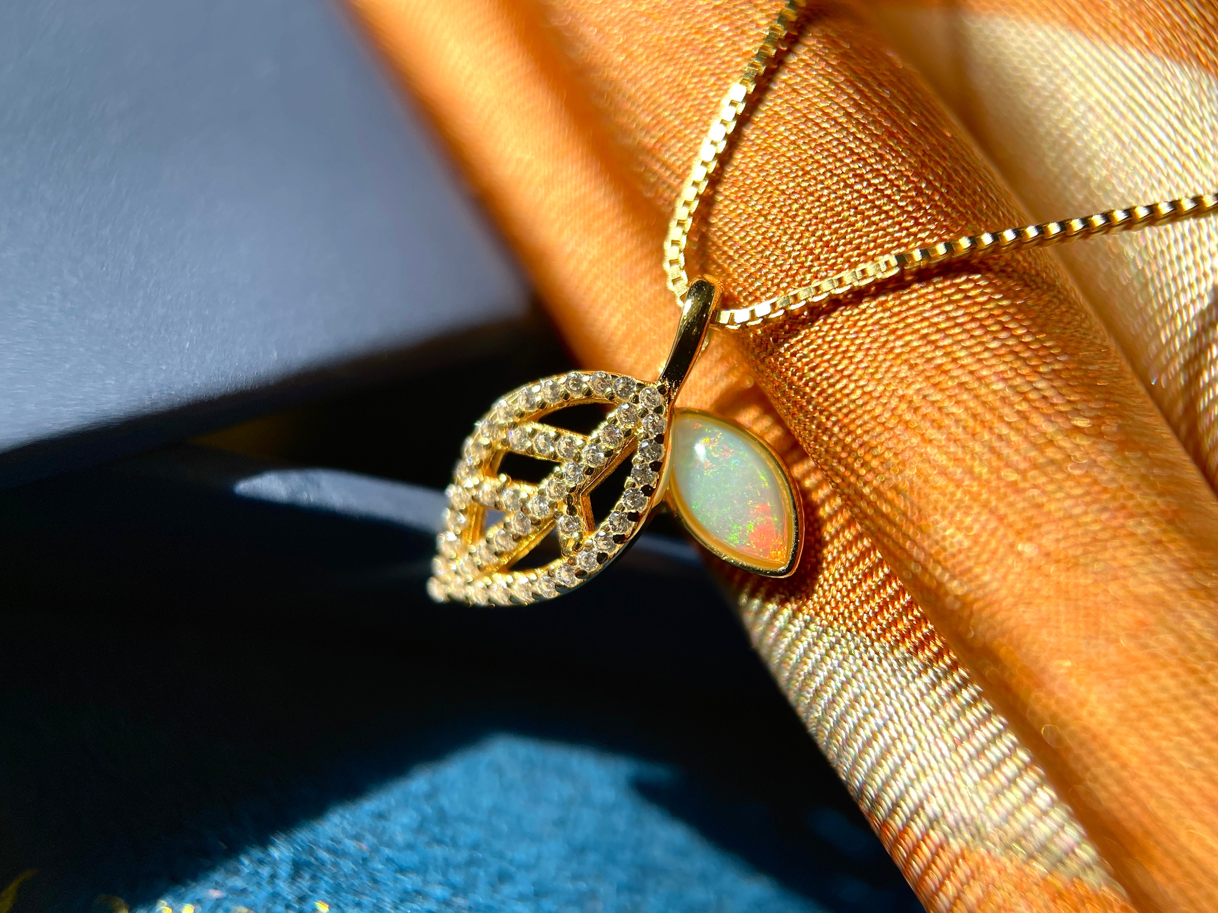 Solid Opal Leaf Pedant