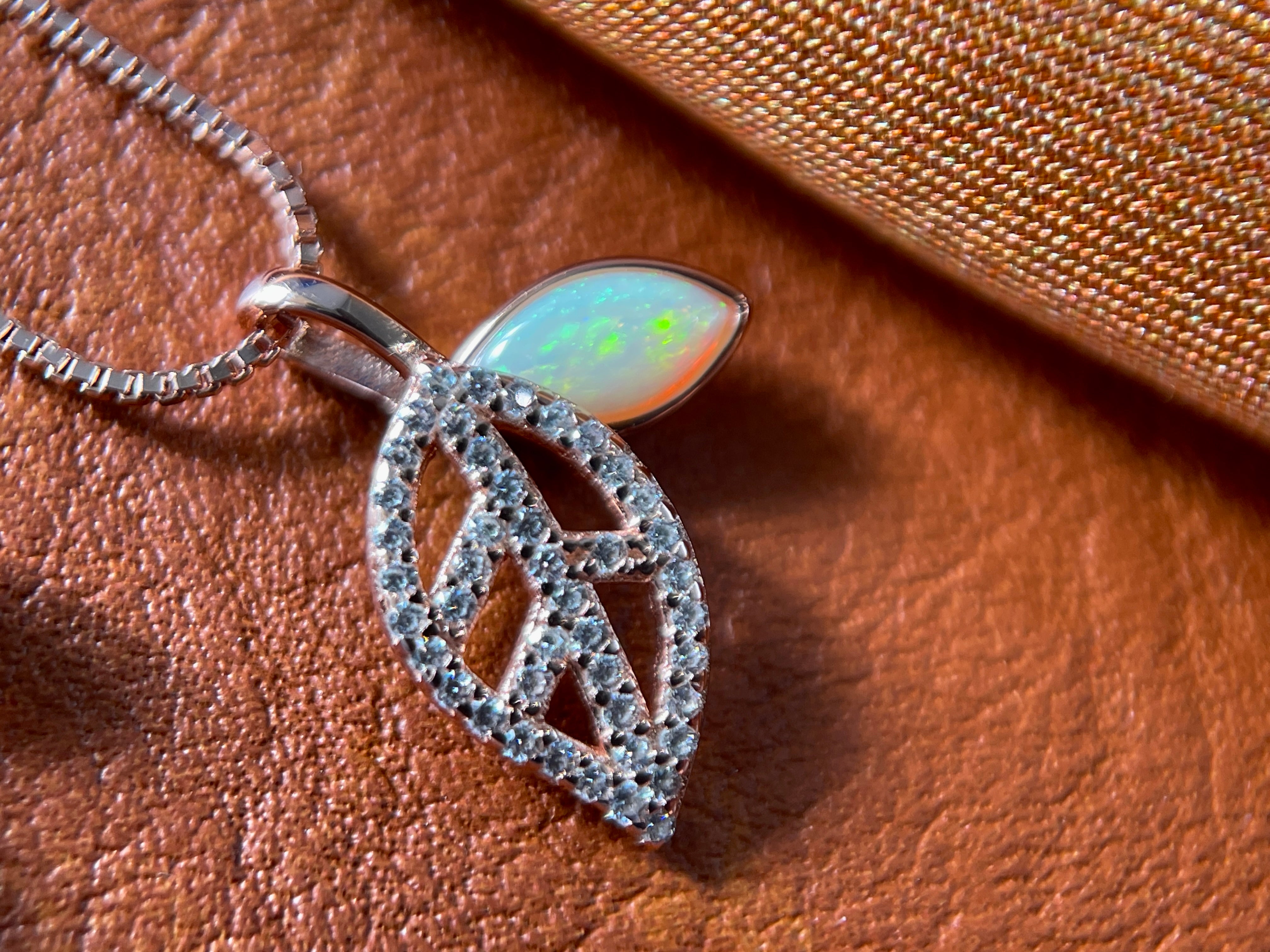 Solid Opal Leaf Pedant