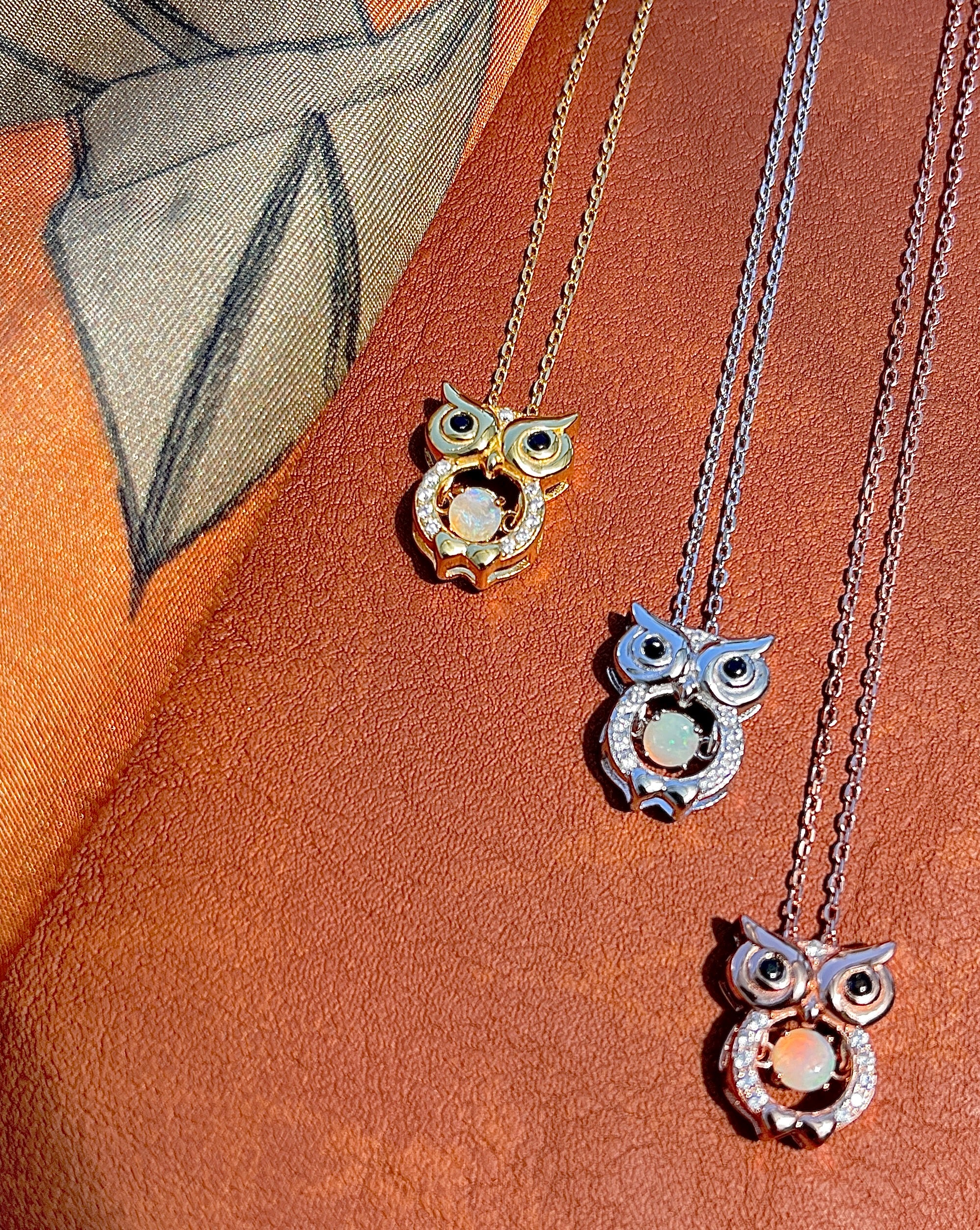 Solid Opal Owl Pendant