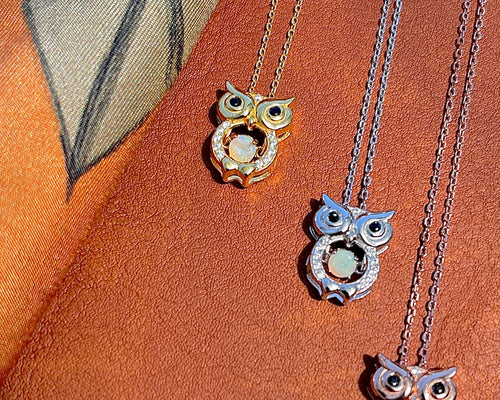Solid Opal Owl Pendant