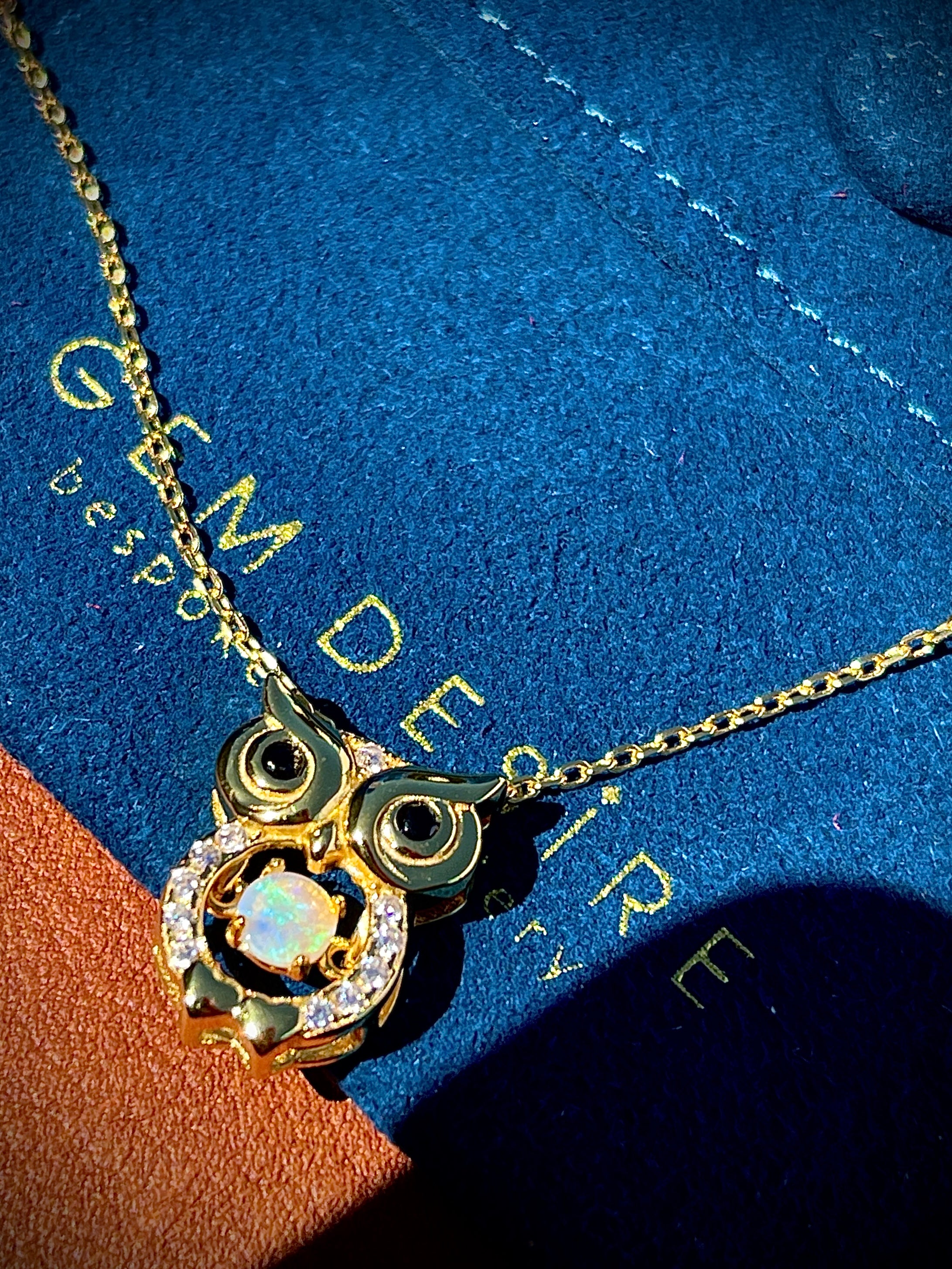 Solid Opal Owl Pendant