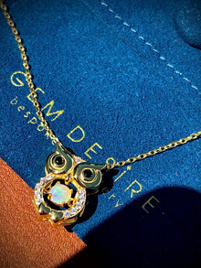 Solid Opal Owl Pendant