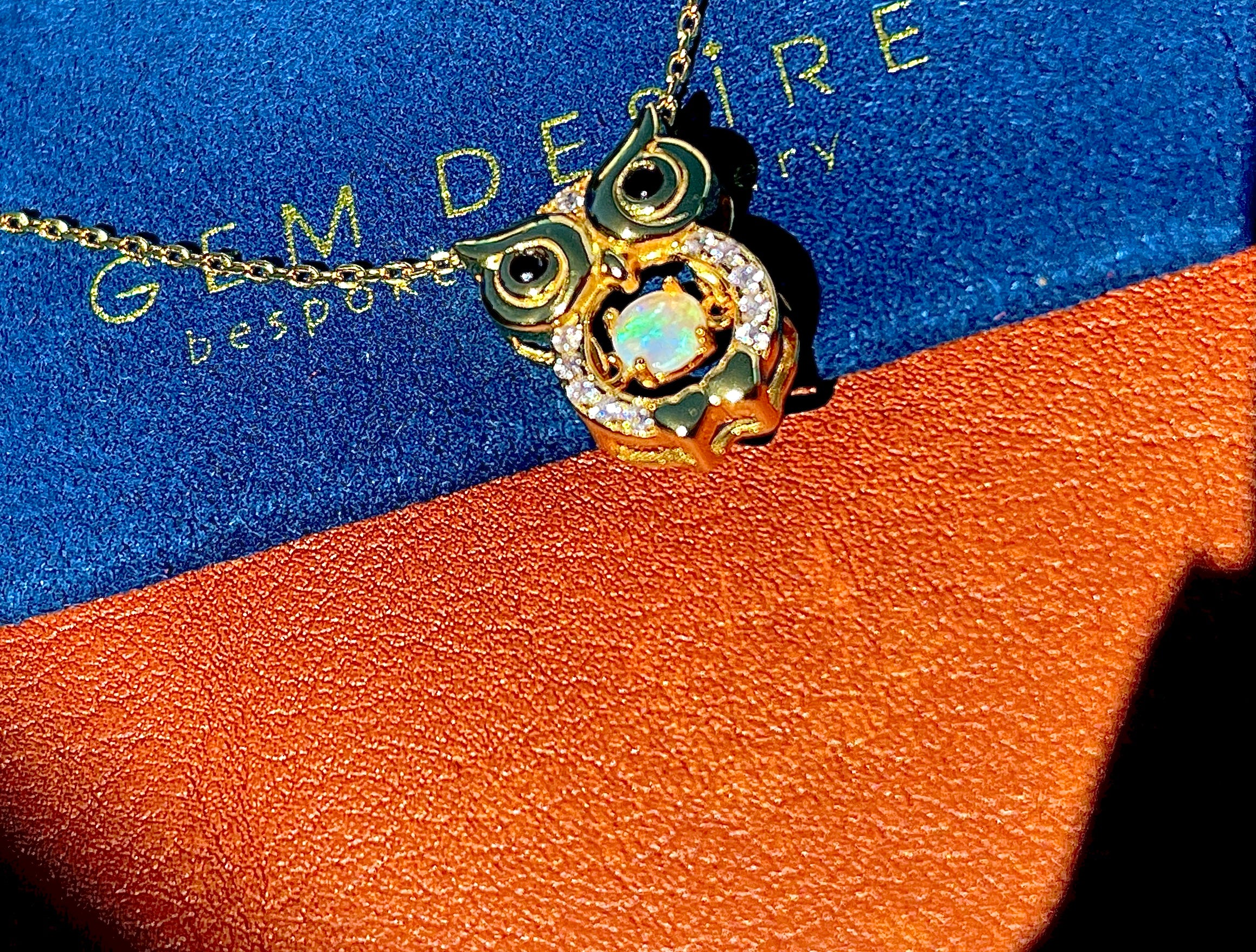 Solid Opal Owl Pendant