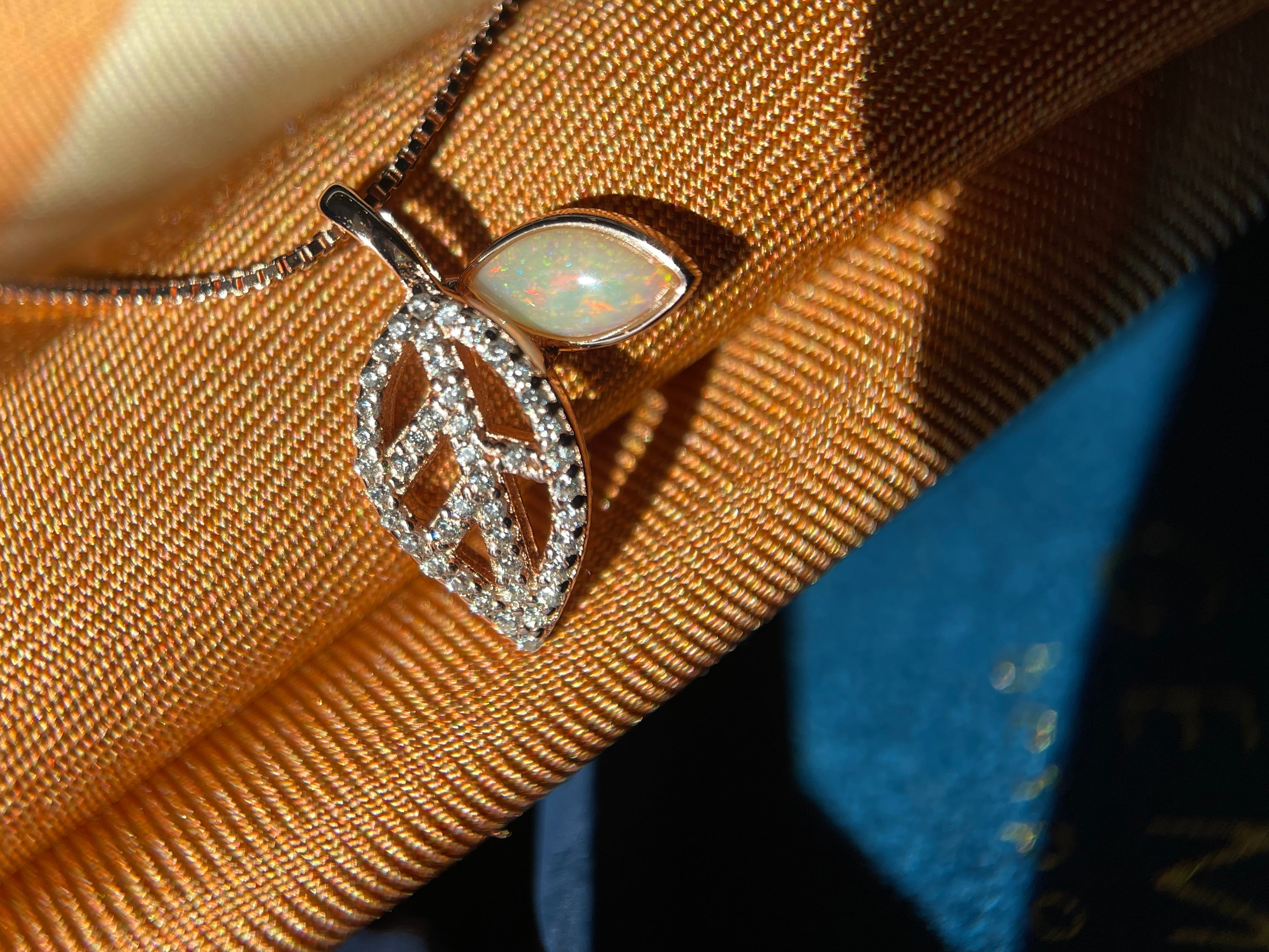 Solid Opal Leaf Pedant