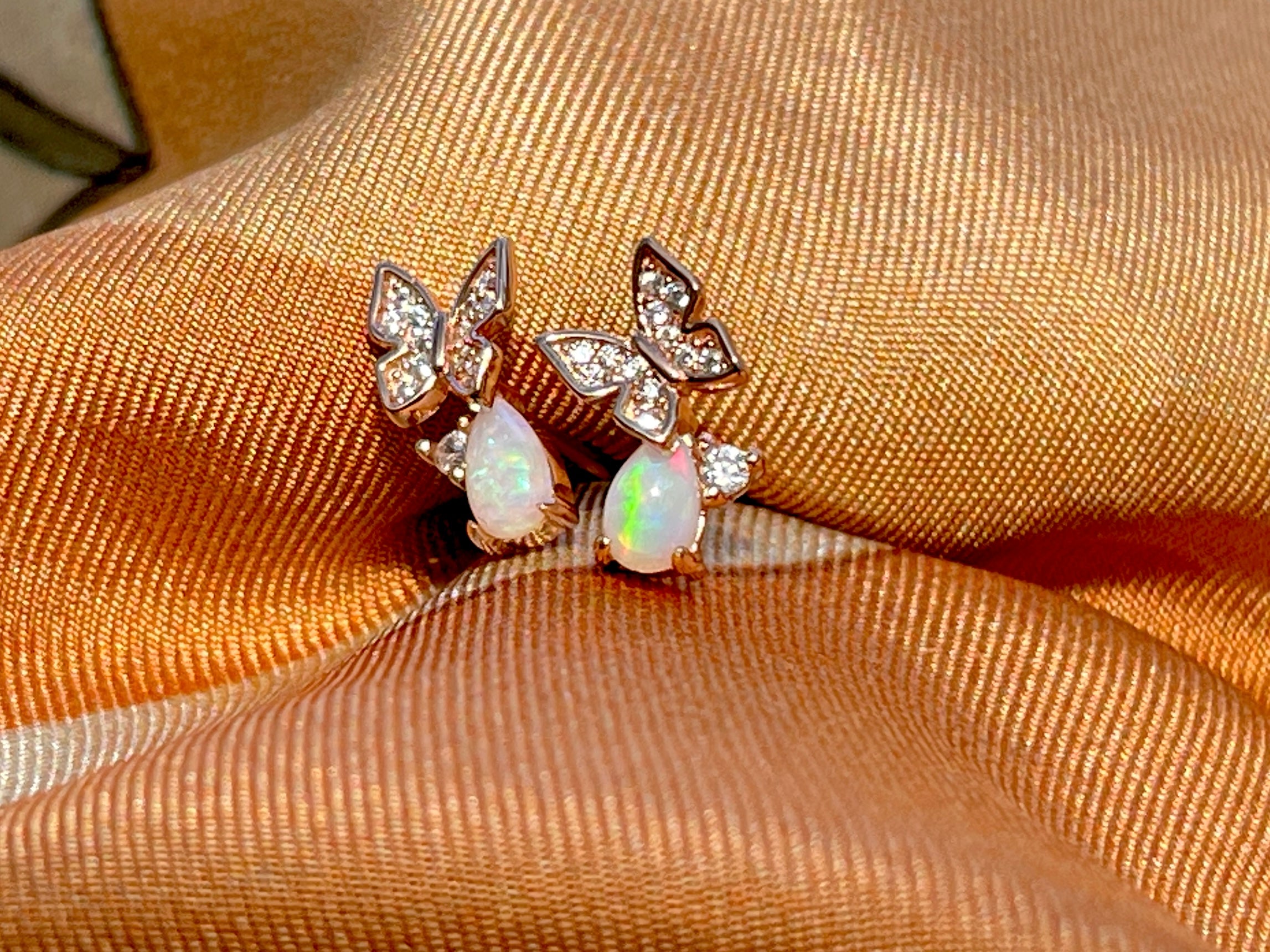 Solid Opal Butterfly Earrings