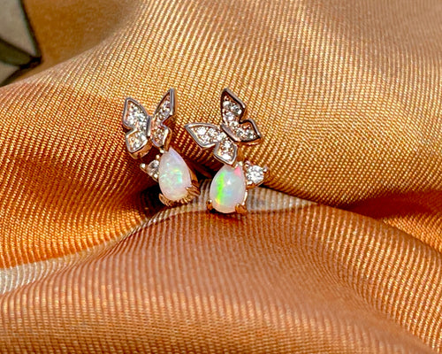 Solid Opal Butterfly Earrings