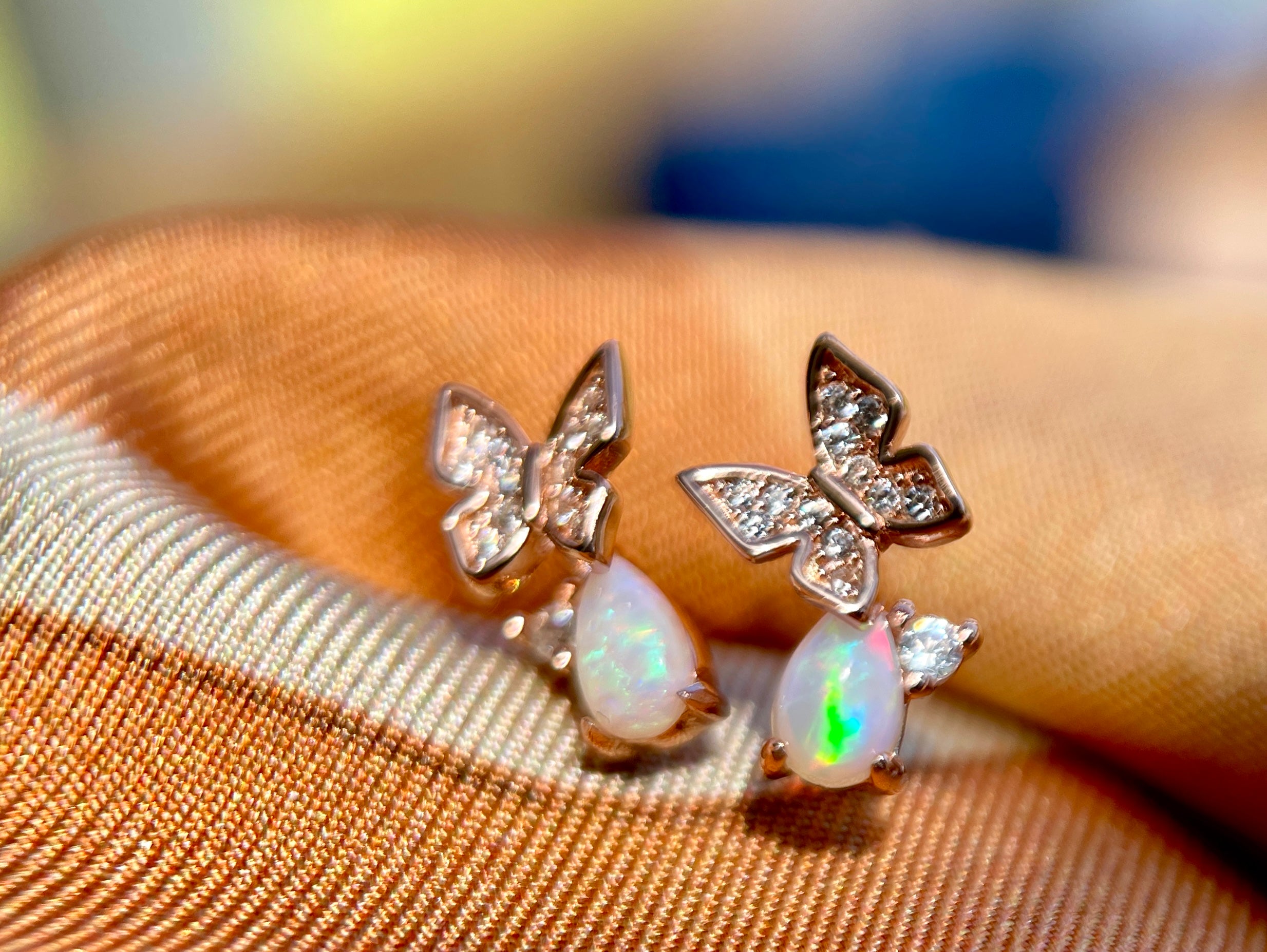 Solid Opal Butterfly Earrings